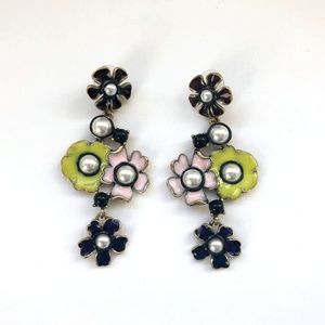 Oscar de la Renta Enameled Flower Earrings